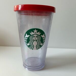 Starbucks Tumbler with Red Lid and Green Logo